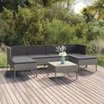 Set mobilier de grădină cu perne, 7 piese, gri, poliratan GartenMobel Dekor