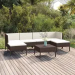 Set mobilier de grădină cu perne, 7 piese, maro, poliratan GartenMobel Dekor