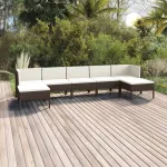 Set mobilier de grădină cu perne, 7 piese, maro, poliratan GartenMobel Dekor