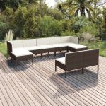 Set mobilier de grădină cu perne, 9 piese, maro, poliratan GartenMobel Dekor