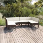 Set mobilier de grădină cu perne, 6 piese, maro, poliratan GartenMobel Dekor