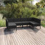 Set mobilier de grădină cu perne, 6 piese, negru, poliratan GartenMobel Dekor