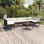 Set mobilier de grădină cu perne, 8 piese, maro, poliratan GartenMobel Dekor