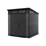 Căsuță de grădină Curver Cortina 7x7 din plastic Evotech, gri, 216x216x226 cm