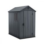 Șopron de grădină Curver Darwin 4x6 gri din plastic, cu podea și ventilație