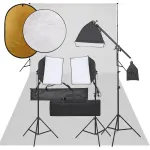 Set studio foto cu set de lumini, fundal și reflector GartenMobel Dekor