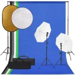 Set studio foto cu set de lumini, fundal și reflector GartenMobel Dekor