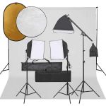 Set studio foto cu set de lumini, fundal și reflector GartenMobel Dekor