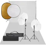 Set studio foto cu set de lumini, fundal și reflector GartenMobel Dekor