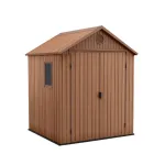 Căsuță de grădină Curver Darwin 6x6 din plastic EvoTech, maro, cu podea