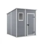 Căsuță de grădină Curver Manor 6x6 din plastic, gri, cu podea și protecție UV