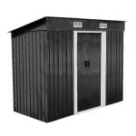 Șopron de grădină Leziter Nebraska 4x8 din oțel antracit, uși duble 238x131x182 cm