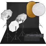 Kit studio foto cu set de lumini, fundal și reflector GartenMobel Dekor