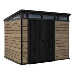 Căsuță de grădină Curver Signature PENT 9x7, plastic DECOCOAT, frasin