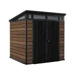 Căsuță de grădină Curver Signature PENT 7x7 din plastic, finisaj nuc