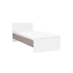 Pat single Leziter Miami 90x200 cm, alb cu stejar York, design modern