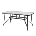 Masă de grădină Leziter Canillo cu cadru metalic și blat din sticlă, neagră