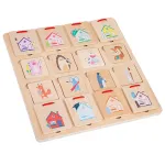 Puzzle logic din lemn Leziter „Unde te-ai ascuns?” cu animale, educativ