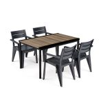 Set mobilier grădină Curver Amari 4+1, 4 scaune stivuibile și masă 160 cm