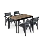 Set mobilier grădină Curver Amari 4+1, 4 scaune stivuibile și masă 160 cm