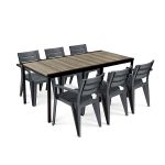 Set mobilier grădină Curver Amari Large 6+1, masă 200 cm, grafit-cenușă