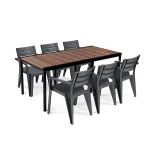 Set mobilier grădină Curver Amari Large 6+1, masă 200x95, nuc-grafit