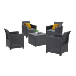 Set mobilier grădină Curver Claire II, 4 locuri, grafit, cu masă și perne