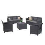 Set mobilier grădină Curver Claire, 8 locuri, ratan sintetic grafit, cu perne