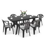 Set mobilier grădină Curver Balorca 6+1, masă + 6 scaune, grafit