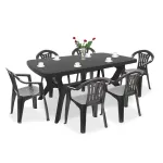 Set mobilier grădină Curver Balorca 6+1, masă + 6 scaune, grafit