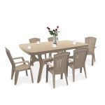 Set mobilier grădină Curver Baltorini 6+1, cappuccino, masă ovală + 6 scaune