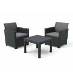 Set mobilier grădină Curver Claire Balcony cu masă Orlando, grafit, 3 piese