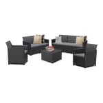 Set mobilier de grădină Curver Claire, 7 locuri, grafit, cu perne incluse