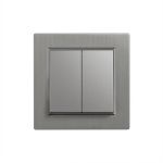 Întrerupător candelabru Leziter Nova 105, 10A 250V, dublu, cu ramă gri