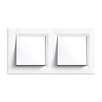 Întrerupător transversal dublu Leziter Nova 107, 10A 250V, alb, cu ramă dublă