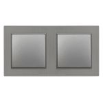 Întrerupător dublu unipolar Leziter Nova 10A/250V, montaj îngropat, ramă gri