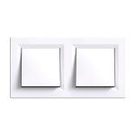 Comutator dublu Leziter Nova 10A/250V alb, cu ramă dublă, montaj îngropat