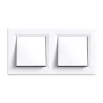 Comutator dublu Leziter Nova 10A/250V alb, cu ramă dublă, montaj îngropat