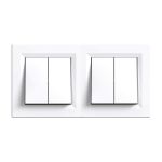 Întrerupător dublu pentru candelabru Leziter Nova 105, 10A 250V, alb cu cadru