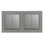 Întrerupător dublu pentru candelabru Leziter Nova 105, 10A 250V, cu ramă gri