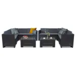 Set mobilier grădină colțar Leziter City Large, 10 locuri, grafit, 2 mese