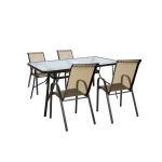 Set mobilier de grădină Leziter Arlon 4+1 bej, masă cu sticlă și 4 scaune