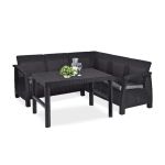 Set colțar grădină Curver Corfu Relax cu masă Lyon, grafit, din polipropilenă