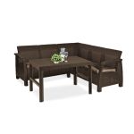 Set colțar grădină Curver Corfu Relax cu masă Lyon, maro, aspect ratan