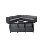 Set mobilier grădină Curver Claire IV, 12 locuri, cu masă depozitare Vigo, grafit