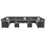 Set mobilier de grădină Curver Claire IV, 14 locuri, cu masă depozitare Vigo, grafit