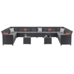 Set mobilier de grădină Curver Claire IV, 14 locuri, cu masă depozitare Vigo, grafit