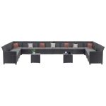 Set mobilier de grădină Curver Claire IV, 18 locuri, cu masă depozitare Vigo, grafit