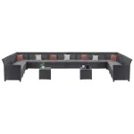 Set mobilier de grădină Curver Claire IV, 18 locuri, cu masă depozitare Vigo, grafit