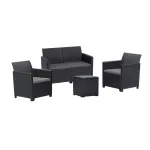 Set mobilier grădină Curver Claire IV, 4 locuri, masă cu depozitare Vigo, grafit